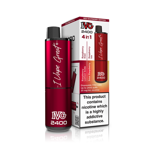 IVG 2400 4 in 1 Multi Flavour Red Raspberry Edition Vaporizers & Electronic Cigarettes IVG